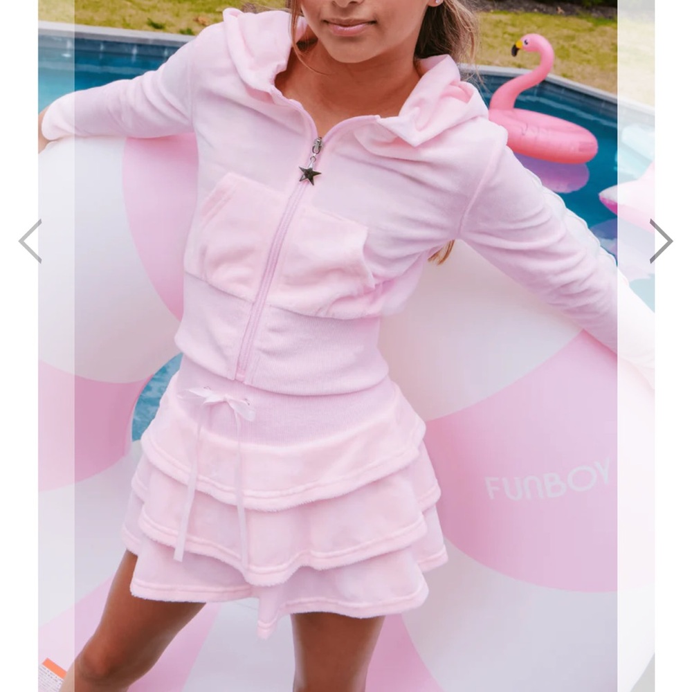 Lola + The Boys Light Pink Hoodie and Skirt Set